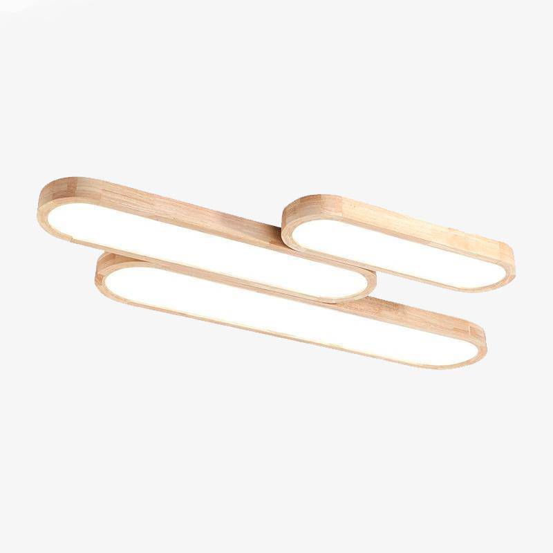 Plafonnier en bois à LED en forme de tubes arrondis