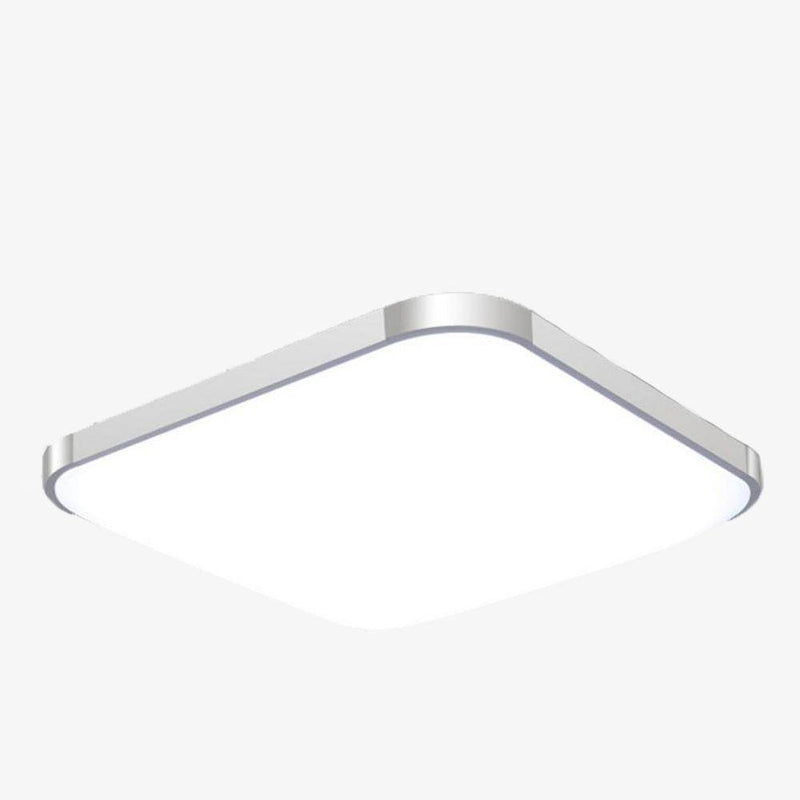Plafonnier LED carré aux bords arrondis chromé Energy