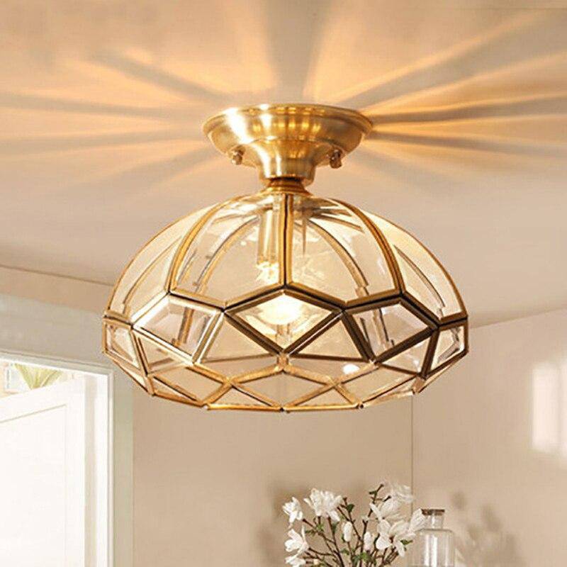 Plafonnier LED rustique doré en verre Sgrow