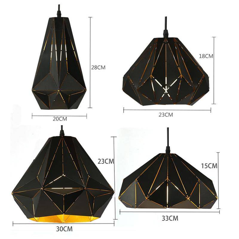 Suspension design rétro en métal noir Loft