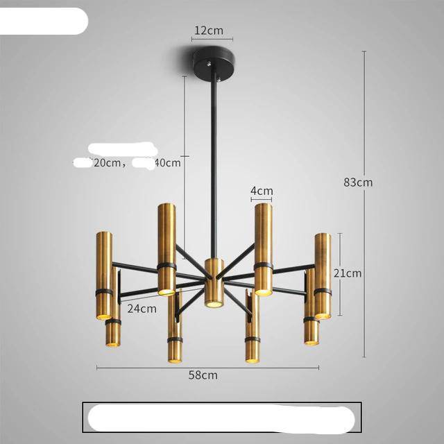Lustre design à spots tube dorés