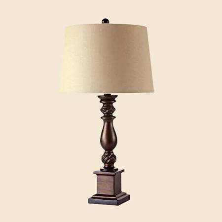 Lampe à poser de chevet en résine et abat-jour en tissu American