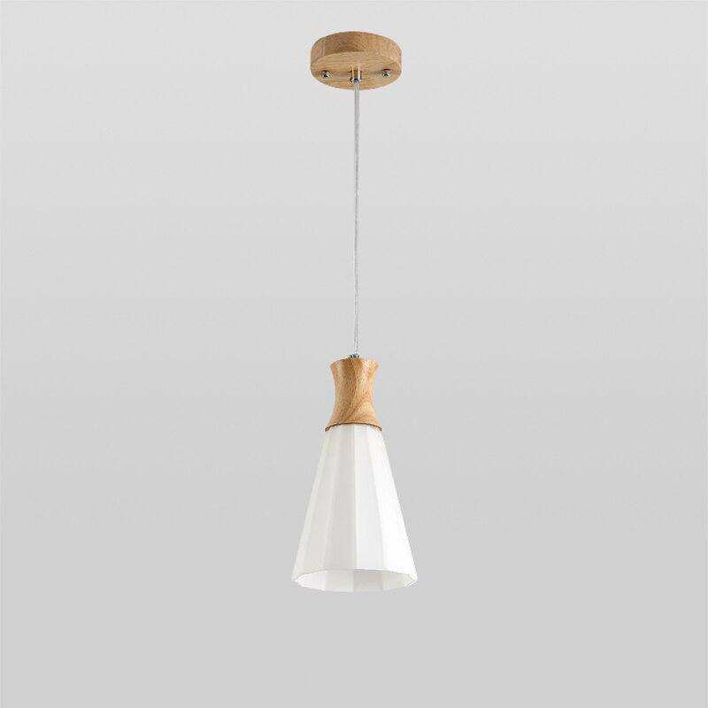 Suspension scandinave LED blanche avec abat-jour bois