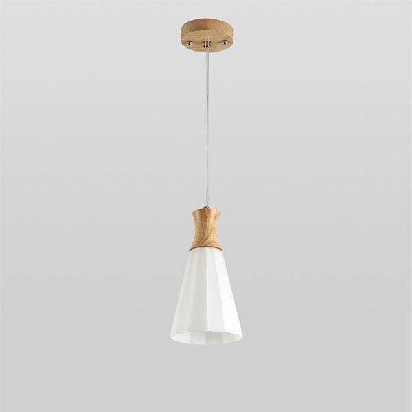 Suspension scandinave LED blanche avec abat-jour bois