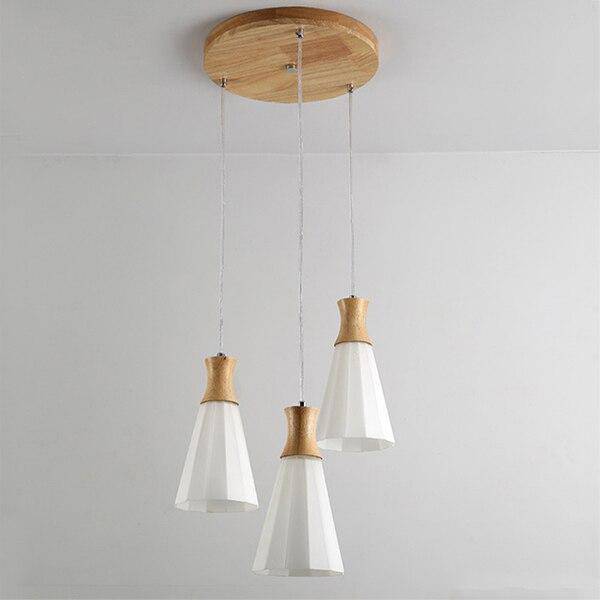Suspension scandinave LED blanche avec abat-jour bois