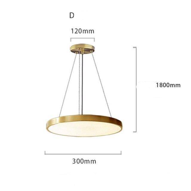 Suspension design LED avec cercle doré et finitions Creative