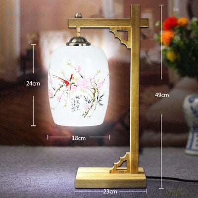 Lampe de bureau ou chevet potence style chinois en bois