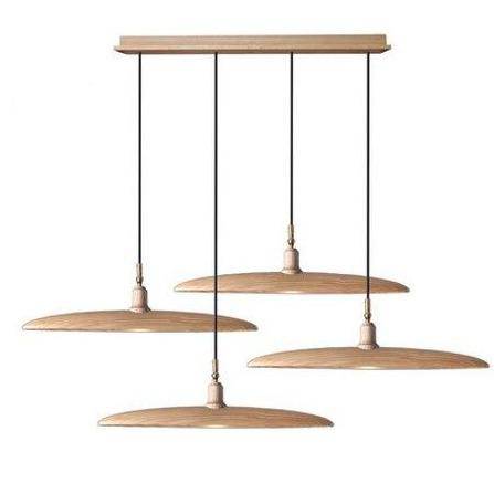 Suspension design à LED avec abat-jours en bois style Nordic