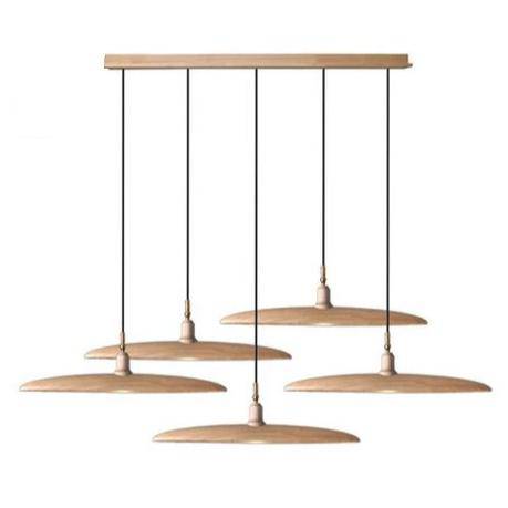 Suspension design à LED avec abat-jours en bois style Nordic