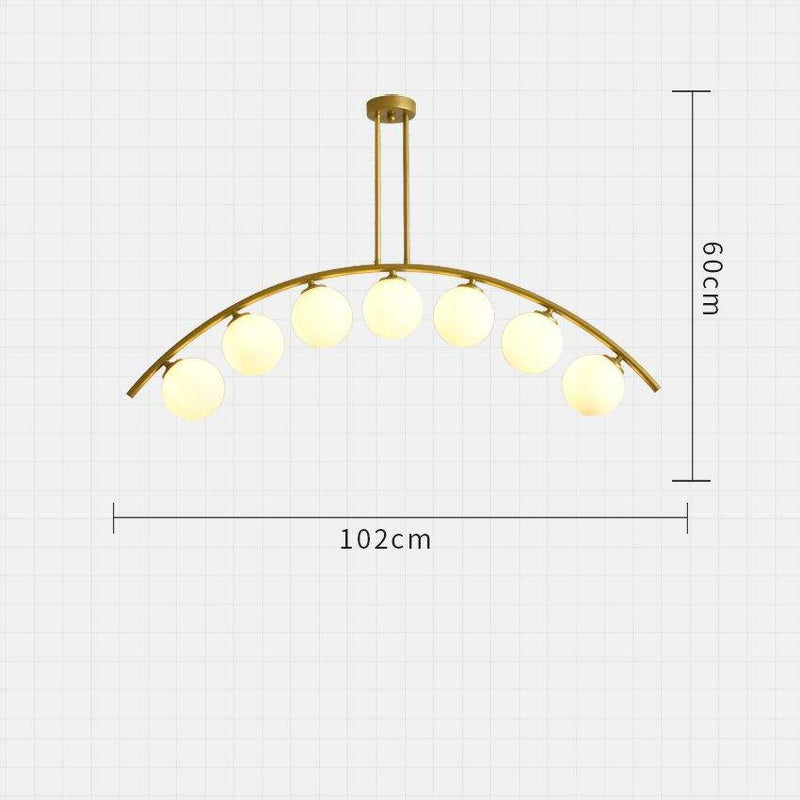 Lustre design LED avec bras arrondi doré et boules en verre Luxury