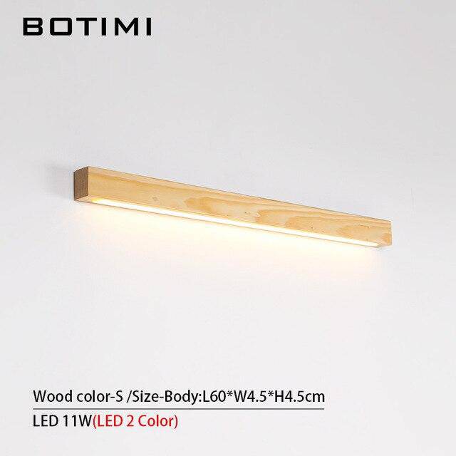 Applique murale moderne LED allongée en bois style Nordic