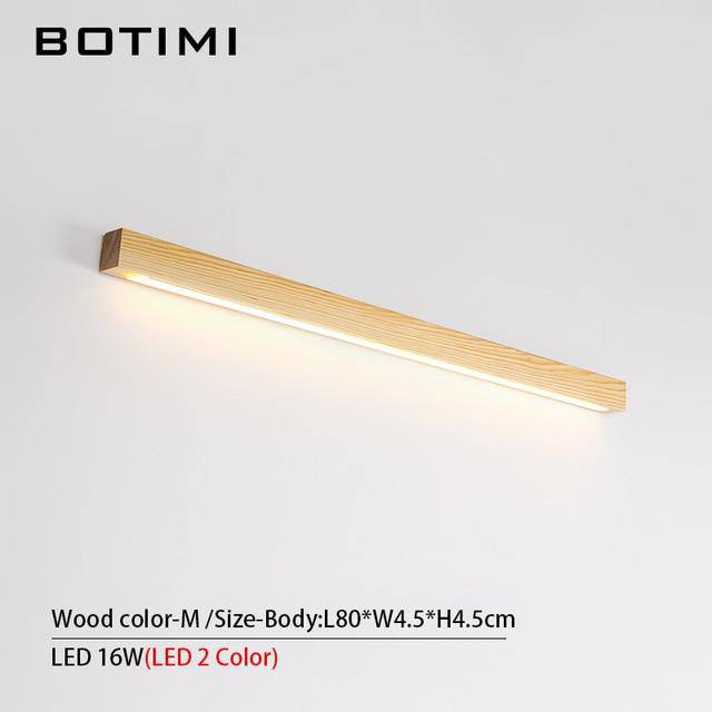 Applique murale moderne LED allongée en bois style Nordic