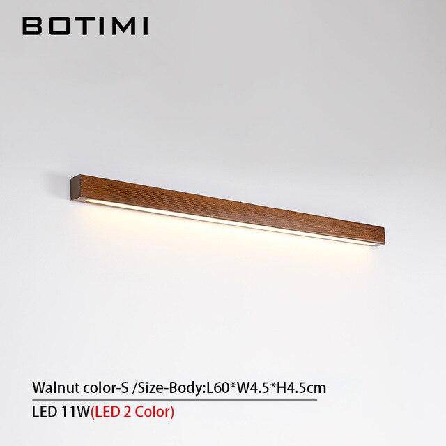 Applique murale moderne LED allongée en bois style Nordic