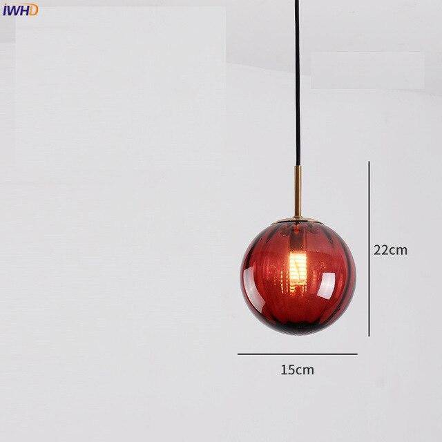 Suspension design LED boule en verre coloré style Hang