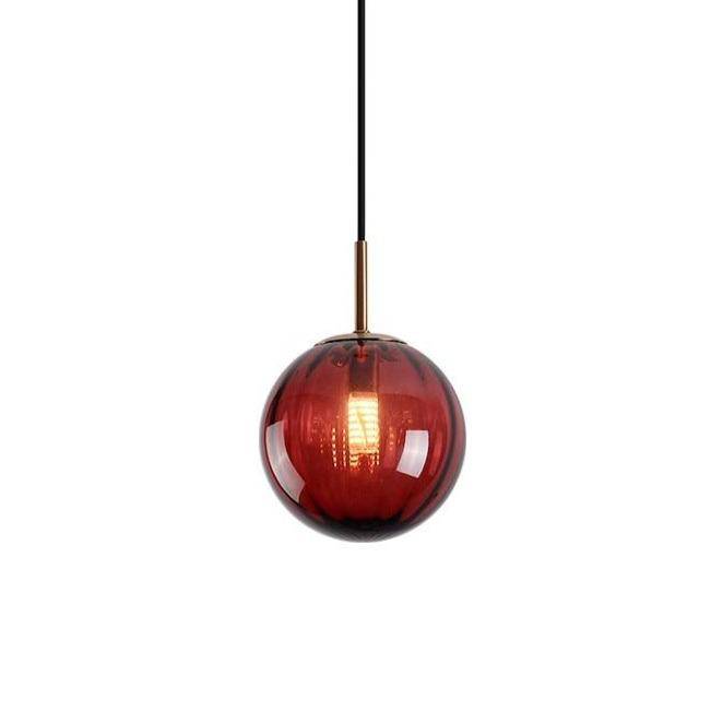 Suspension design LED boule en verre coloré style Hang