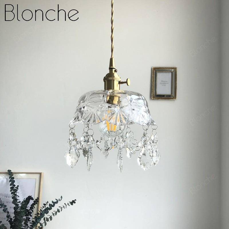 Lustre design LED en verre cristal style rétro