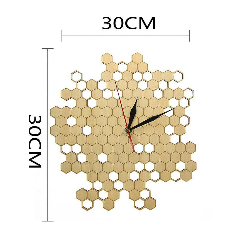 Horloge murale en bois avec alvéoles hexagonales 30cm Nature