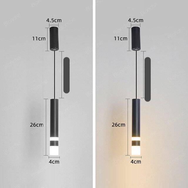 Suspension cylindrique design LED en metal noir Loft