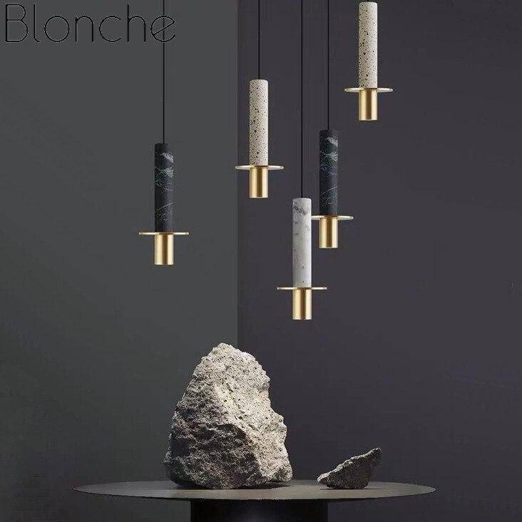 Suspension design à LED en ciment terrazzo style Luxury