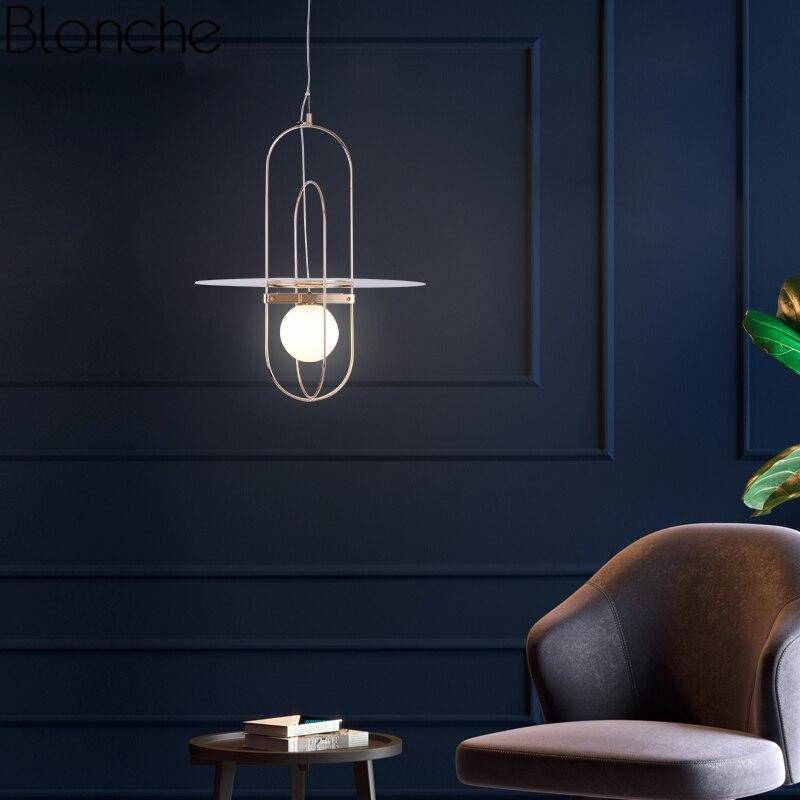 Suspension design LED avec anneaux en métal et verre Nordic