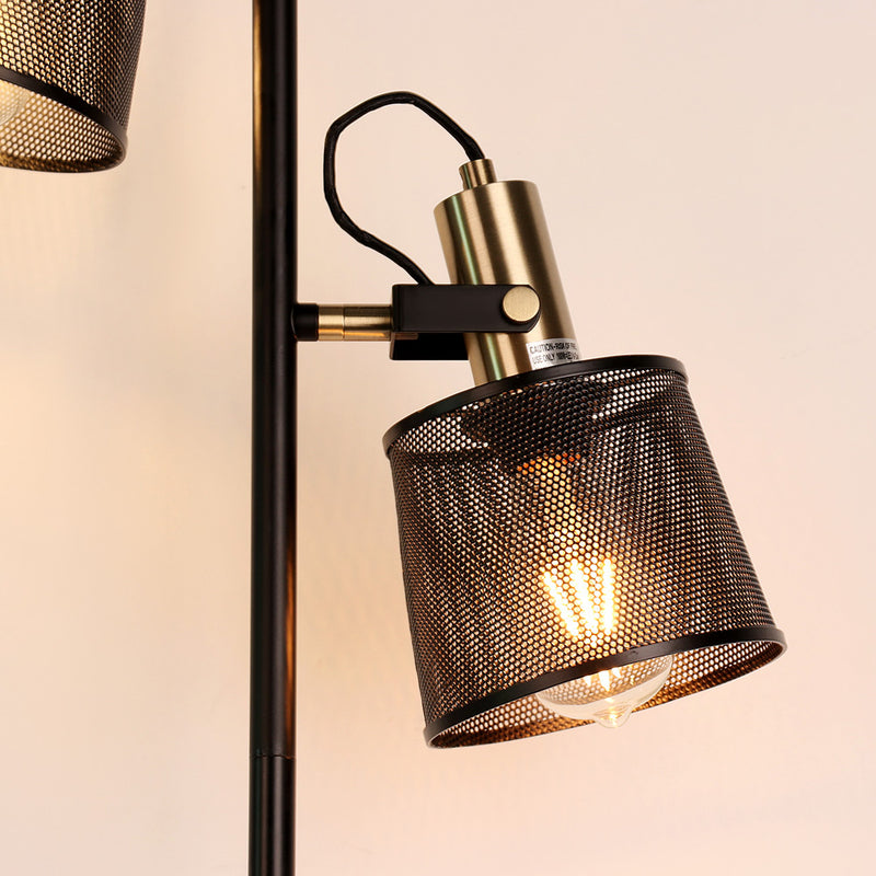 Lampadaire vintage à double tête en métal noir Priam