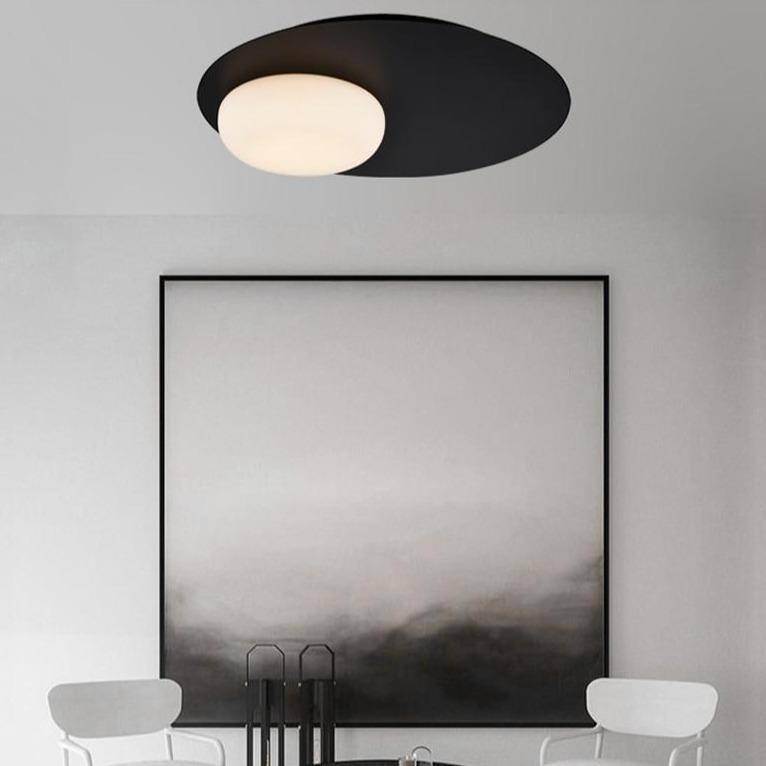 Suspension design à LED avec disque en métal noir style Ruban Loft