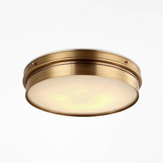 Plafonnier design LED rond en métal doré industriel