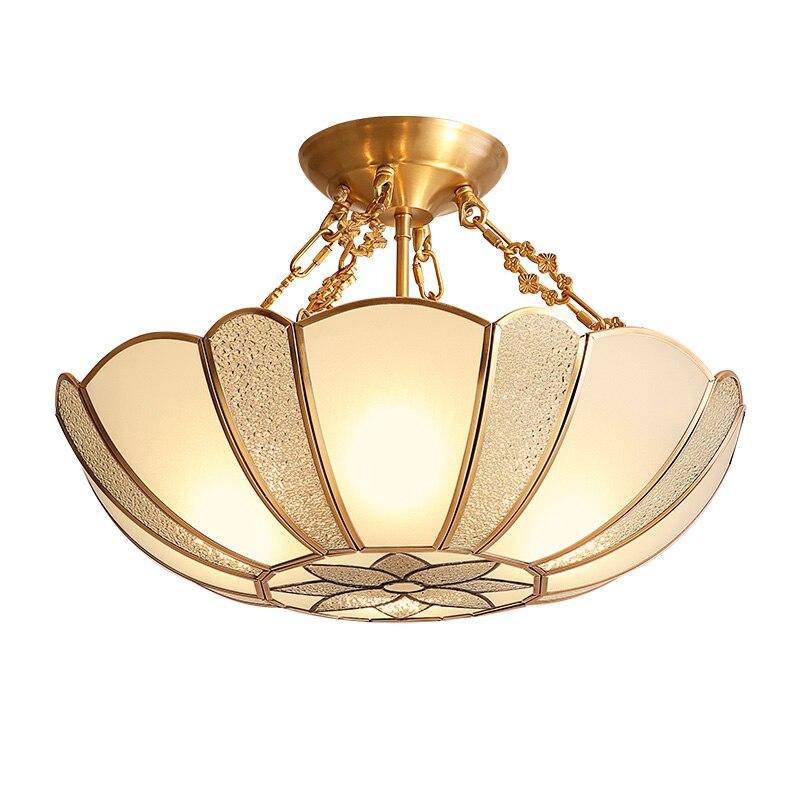 Suspension rétro à LED dorée avec abat-jour en verre