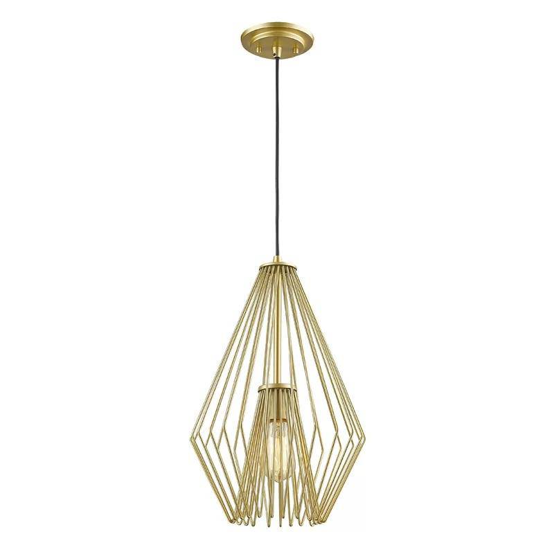 Suspension moderne LED en cage métal design doré