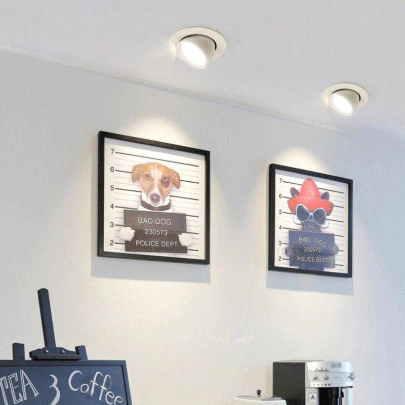 Spot rond à LED pivotable à 360° en aluminium blanc