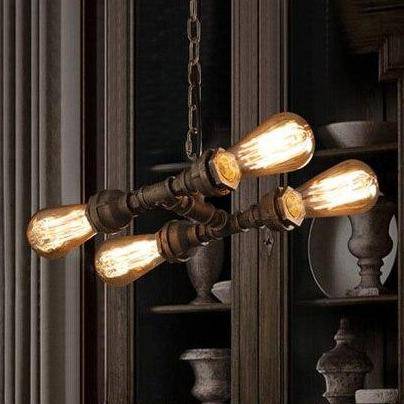 Suspension industrielle LED en métal avec ampoules style retro
