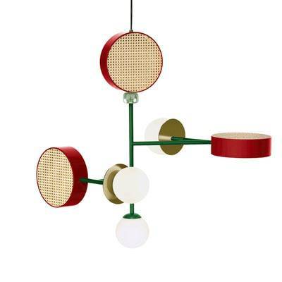 Suspension design à LED avec abat-jour disque en métal coloré
