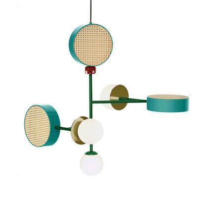 Suspension design à LED avec abat-jour disque en métal coloré