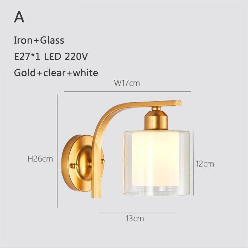 Applique murale design à LED métal avec abat-jour en verre soufflé Loft