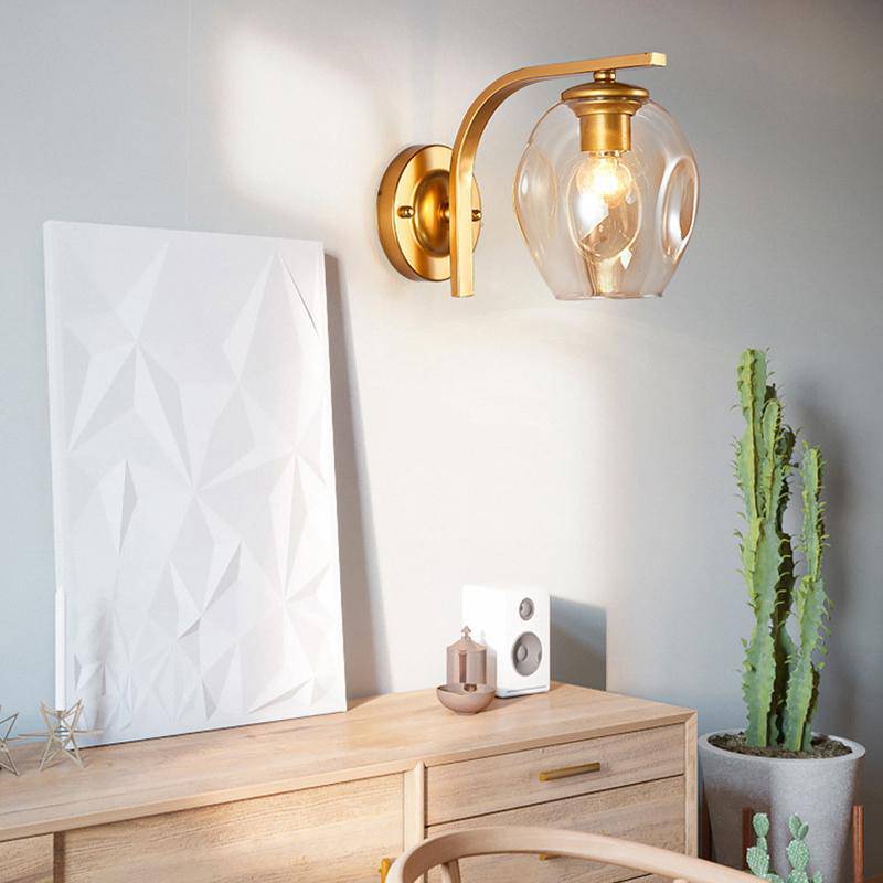 Applique murale design à LED métal avec abat-jour en verre soufflé Loft