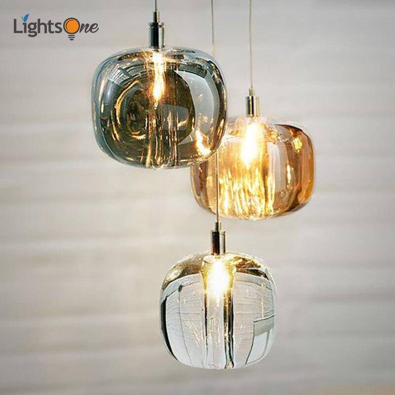 Suspension design à LED avec abat-jour en verre Creative