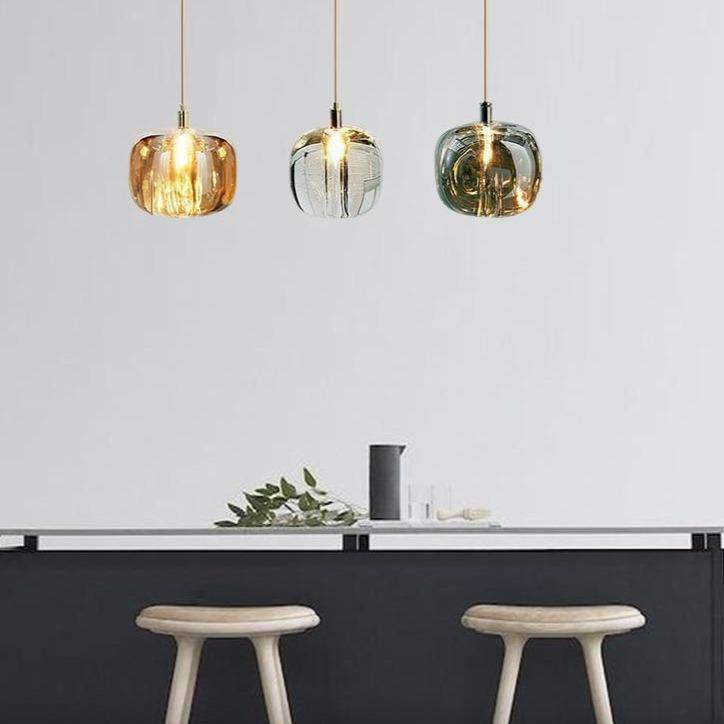 Suspension design à LED avec abat-jour en verre Creative