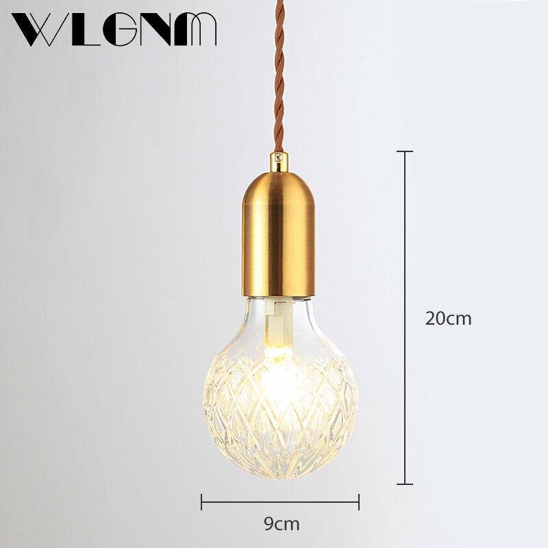 Suspension design à LED en métal doré et ampoule rétro Cristal