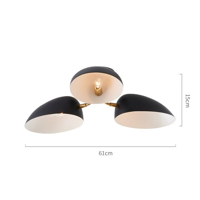 Plafonnier moderne avec 3 lampes en métal Ranya