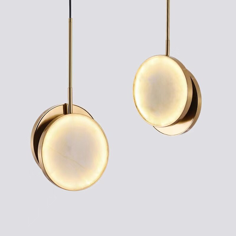 Suspension moderne LED en forme de pièce effet marbre Alhena