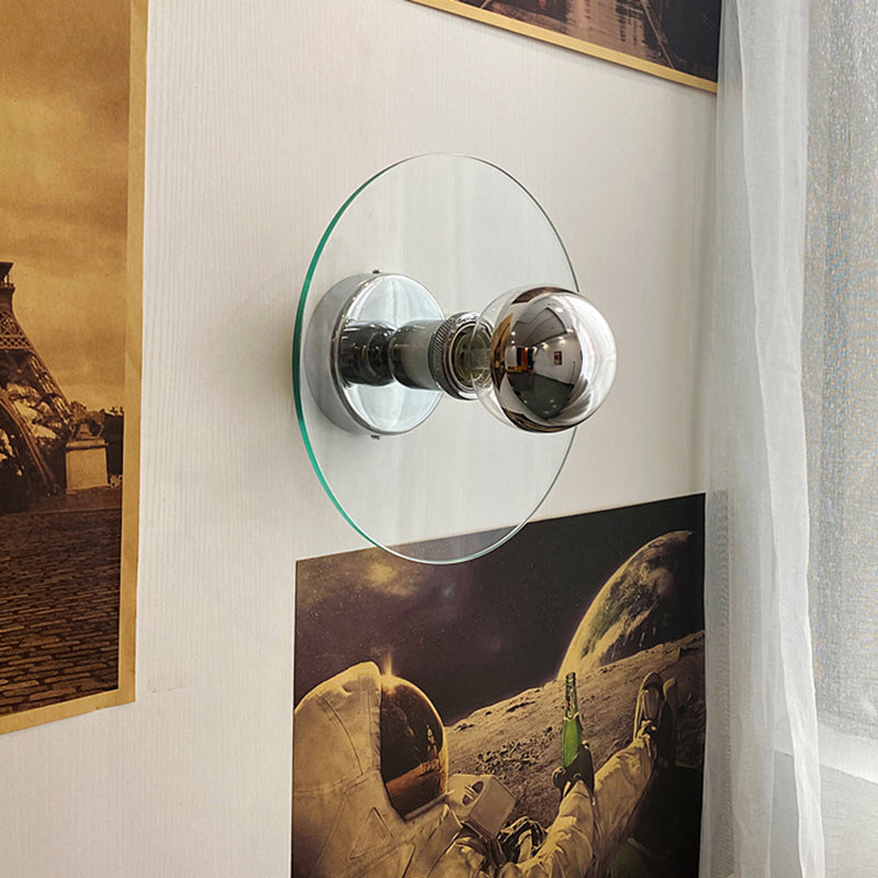 Applique murale vintage avec abat-jour en verre circulaire Silas