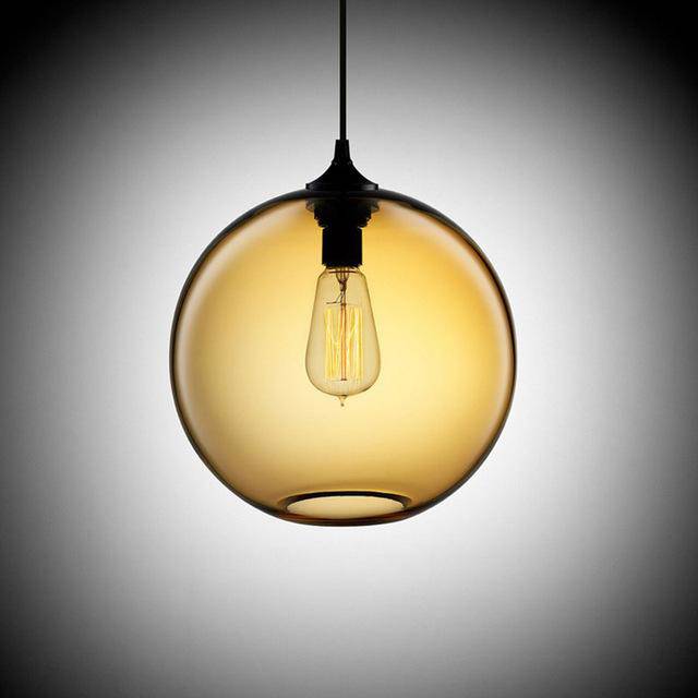 Suspension design en boule de verre (plusieurs couleurs)