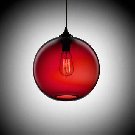 Suspension design en boule de verre (plusieurs couleurs)