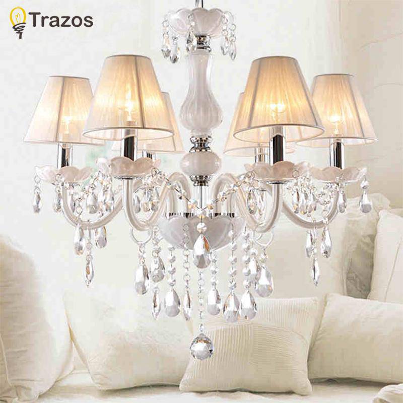 Lustre en cristal chandelier avec abat-jour tissu