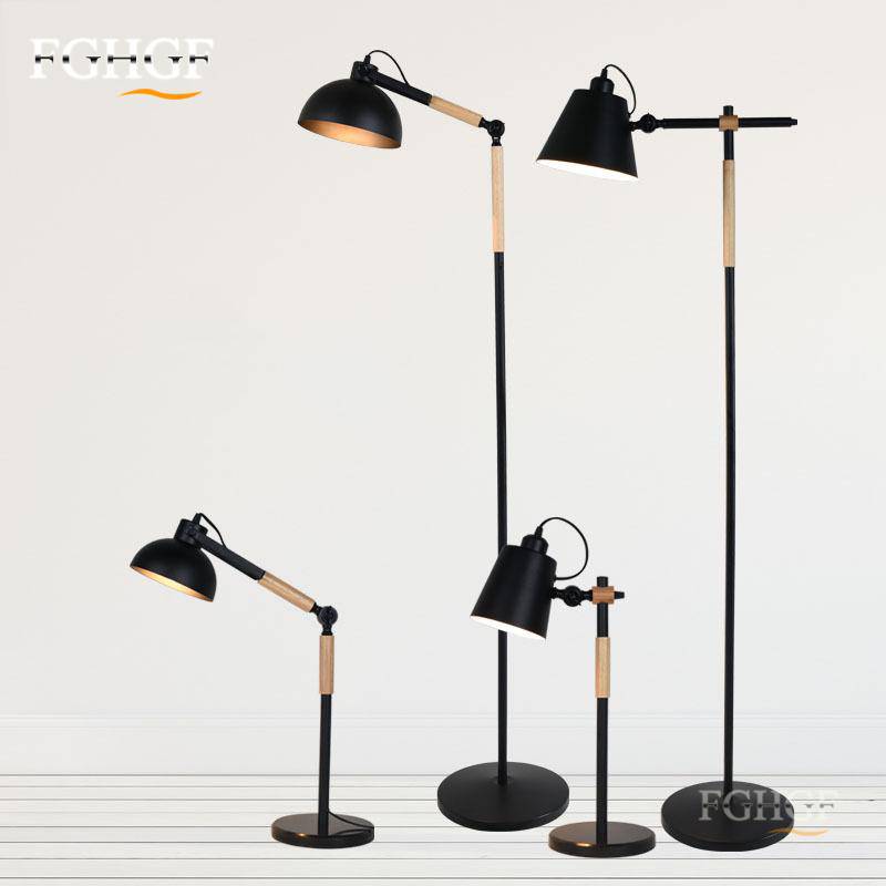 Lampadaire en bois et métal design ajustable Floor