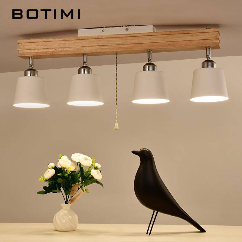 Plafonnier LED ajustable en bois et métal
