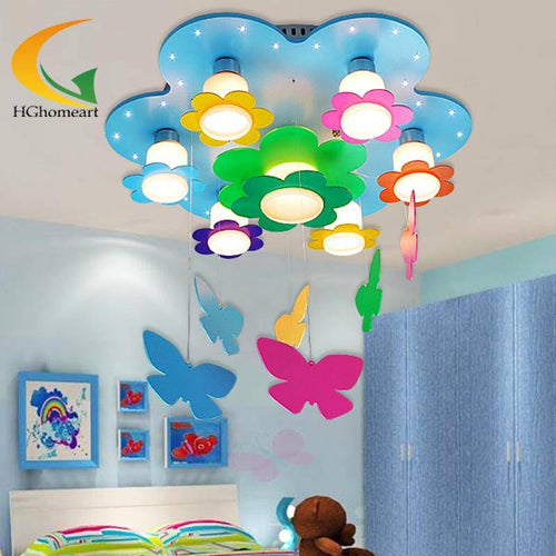 Plafonnier enfant LED en forme de fleurs multicolores