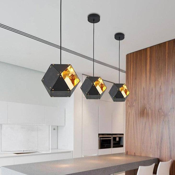 Suspension design à LED en métal style géométrique Gallery