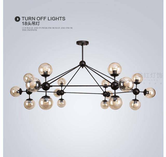 Lustre design noir avec plusieurs branches et verre Livewin