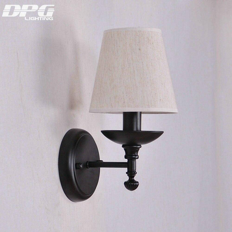 Applique murale LED rustique avec abat-jour en tissu